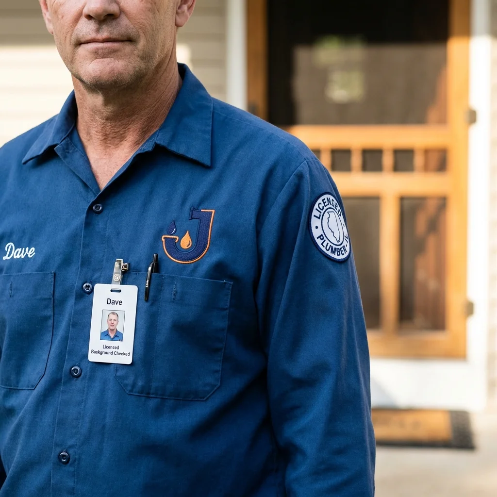 Licensed plumber showing ID badge in Whitley City, KY