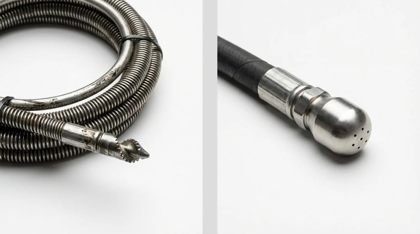 Drain snake cable and hydro jetting nozzle used for drain cleaning in Whitley City, KY