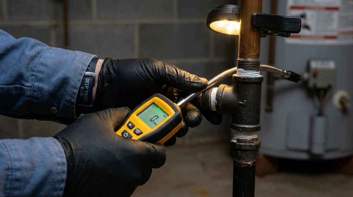 Gas leak detection with electronic sniffer by Johns Plumbing LLC in Whitley City