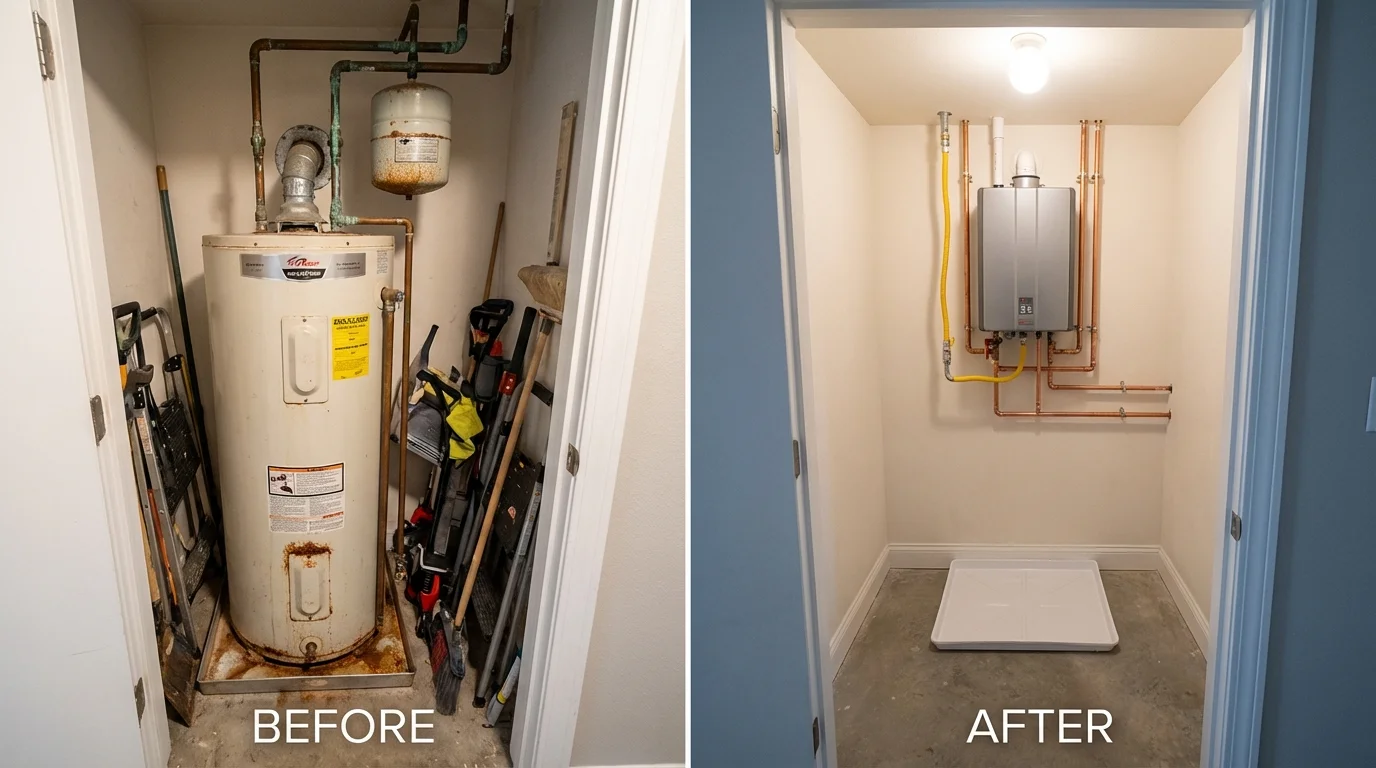 Tank water heater versus wall-mounted tankless unit comparison for Whitley City, KY homeowners